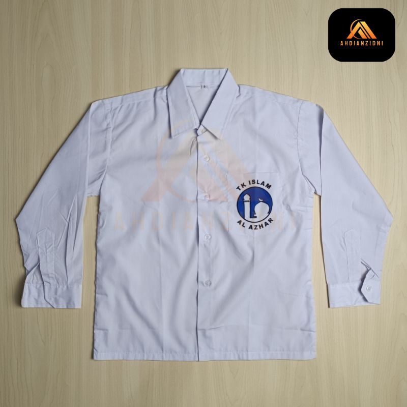BAJU PUTIH TK AL AZHAR TANGAN PANJANG HEM TK AL AZHAR SERAGAM AL AZHAR SERAGAM TK AL AZHAR