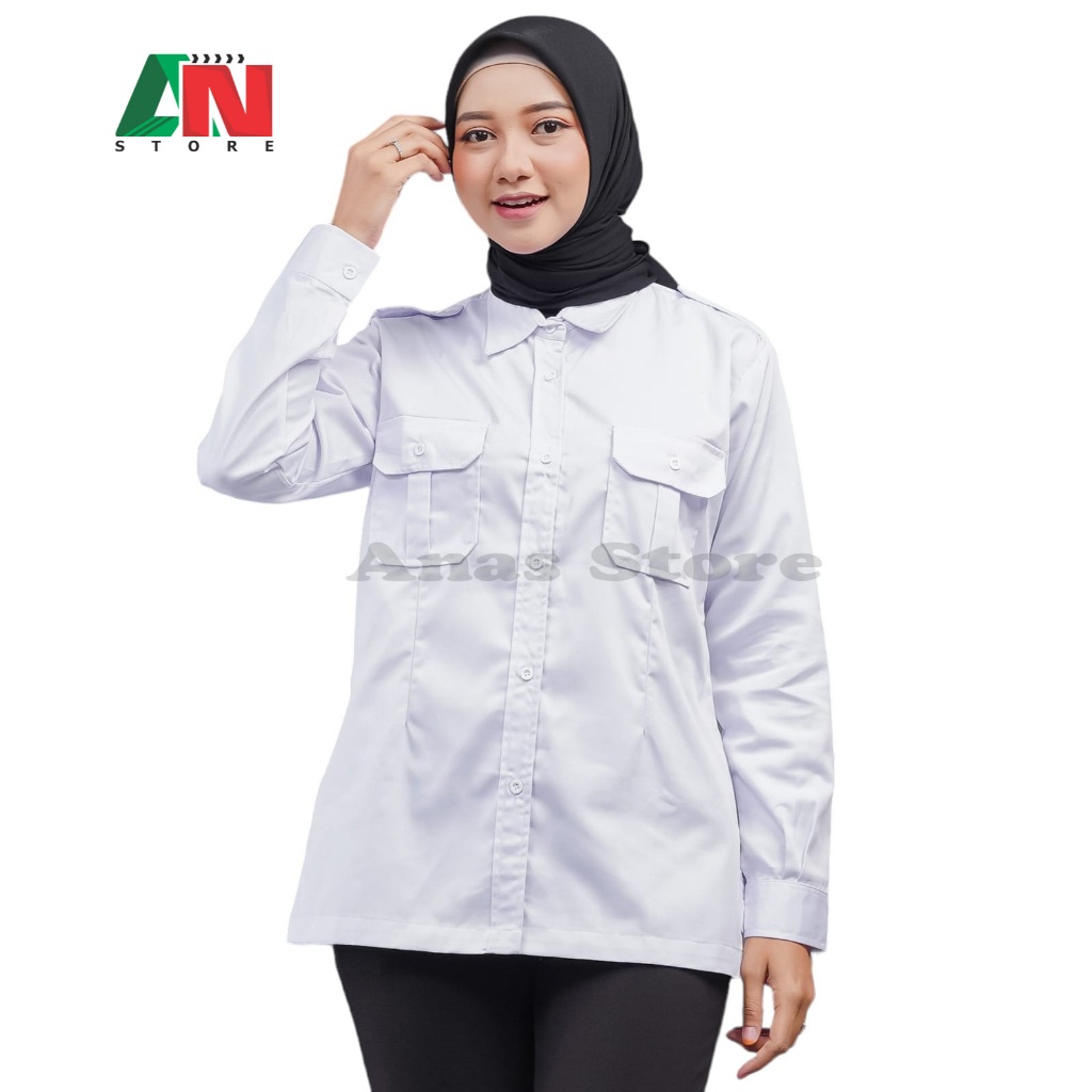 KEMEJA PUTIH PNS WANITA/BAJU PNS CEWEK/KEMEJA DINAS/KEMEJA PANJANG PUTIH WANITA