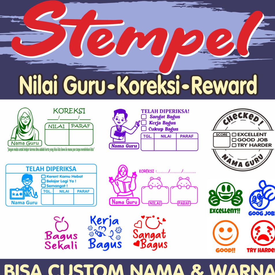 

Hemat Keras Stempel Nilai Guru Penilaian Koreksi Checked Reward Siswa Murid Sekolah