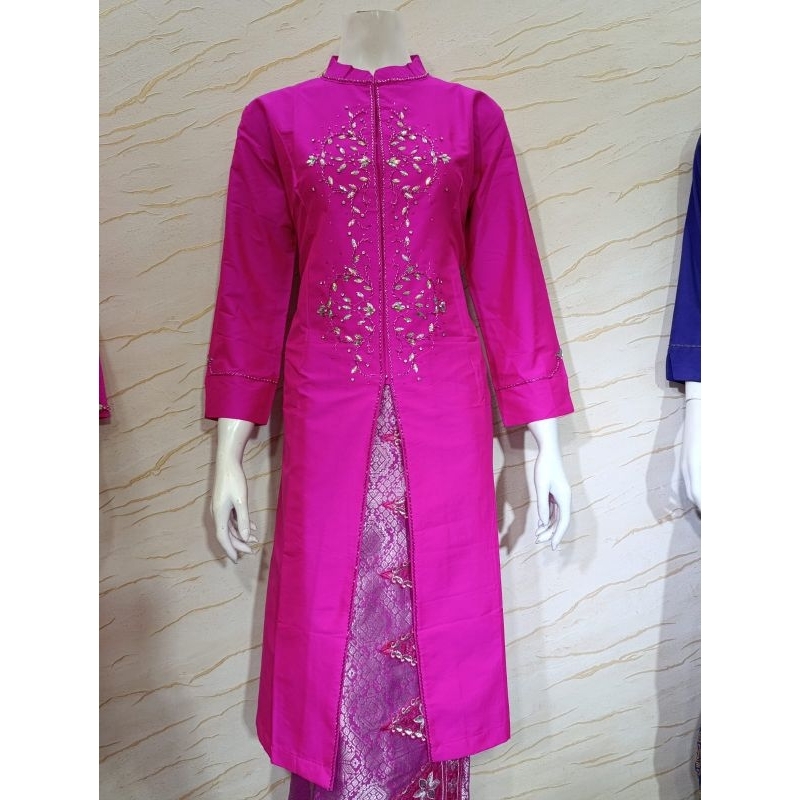 Terbaru baju kurung Taffeta Melayu motif abstrak // baju kurung Malaysia // baju kurung Taffeta mura