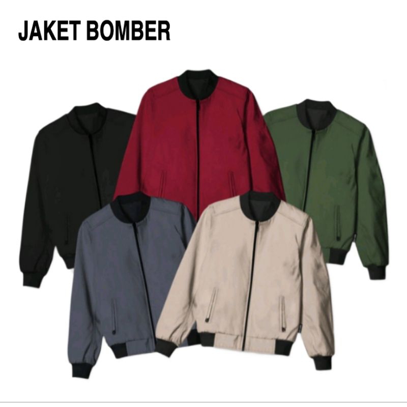 JAKET BOMBER POLOS // JAKET BOMBER PRIA WANITA // JAKET DISTRO ORIGINAL