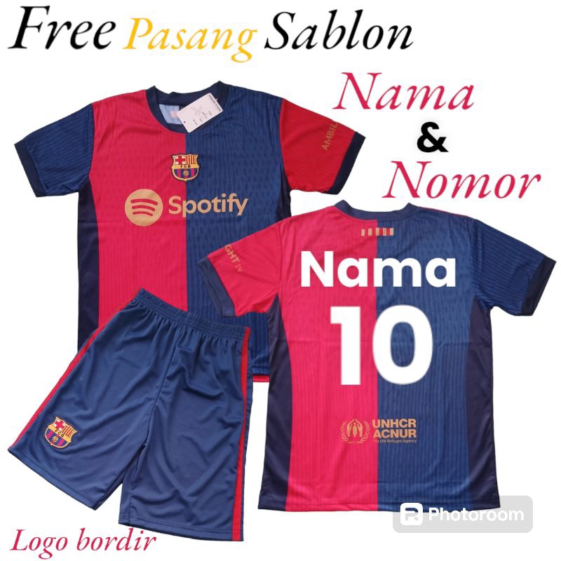 SETELAN JERSEY SEPAK BOLA ANAK-ANAK/SETELAN JERSEY BARCELONA/SETELAN JERSEY ANAK-ANAK