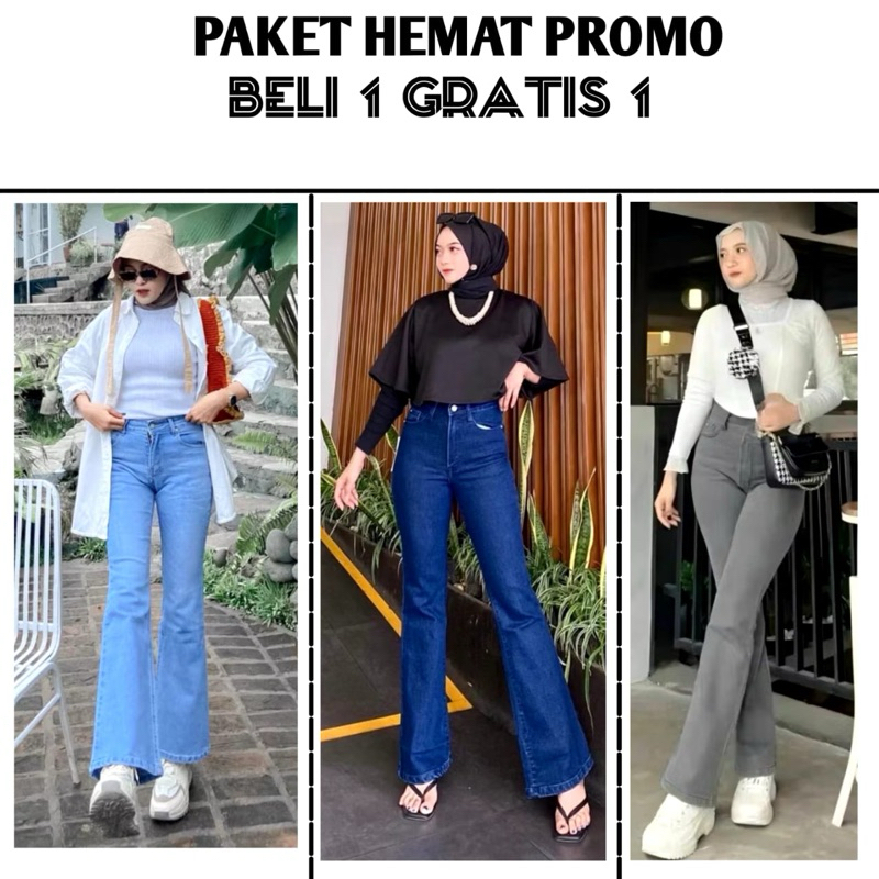 Celana Jeans Wanita Celana Cutbray Highwaist Jeans Cutbray Stretch  Melar celana warna abu-abu