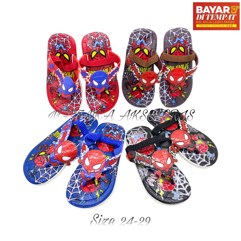 ALINA - SANDAL ALINA HX-558 JEPIT CITCIT KRAKTER SPAIDERMAN / SANDAL JEPIT ALINA SIZE 24-29 MOTIF SP