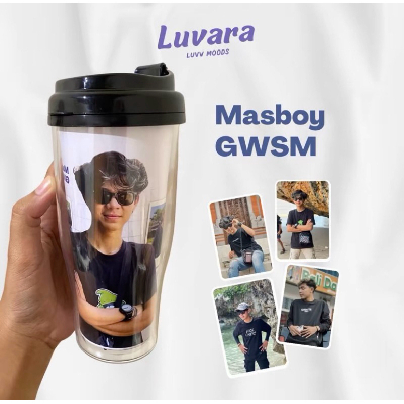 Tumbler black GWSM masboy, najib, isal bonus photocard full HD image
