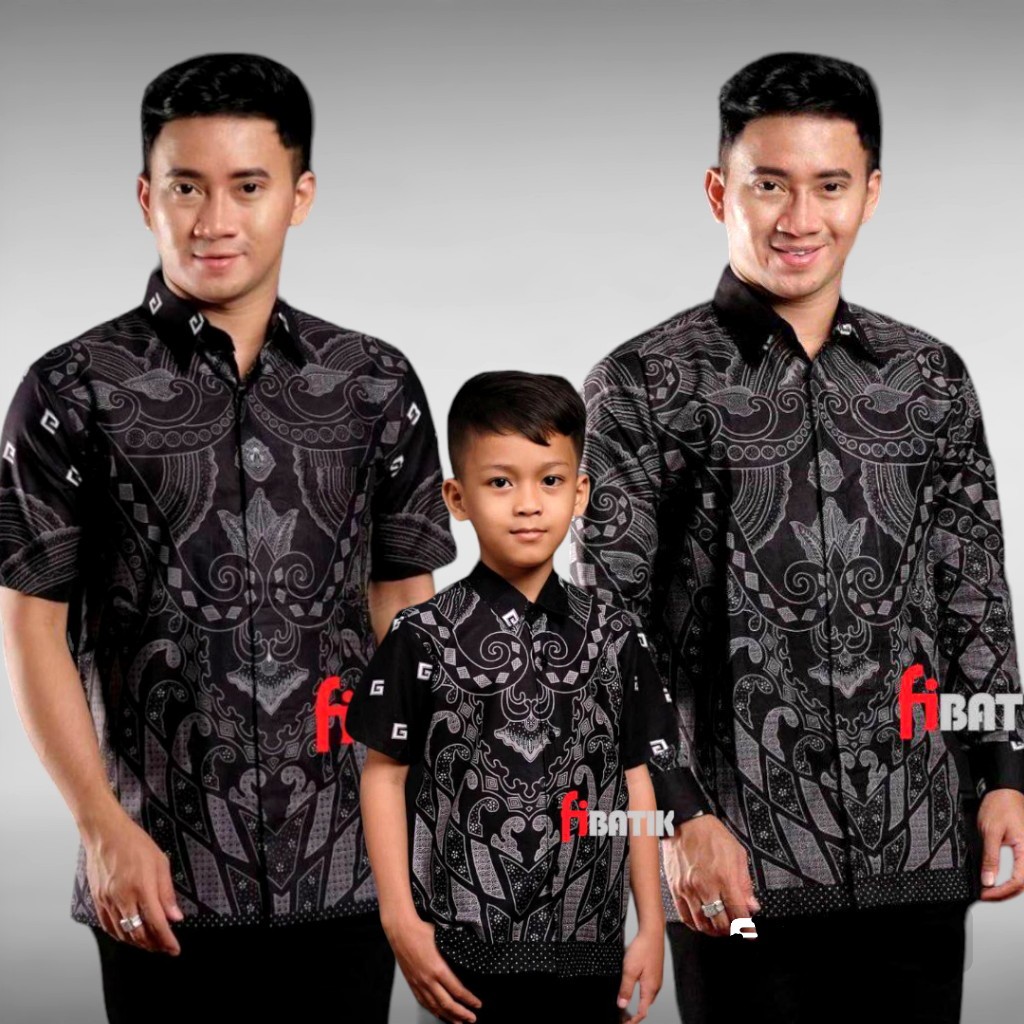 Batik Couple Ayah Anak Laki Laki Modern/kemeja batik pria lengan panjang/Batik pria lengan panjang/B