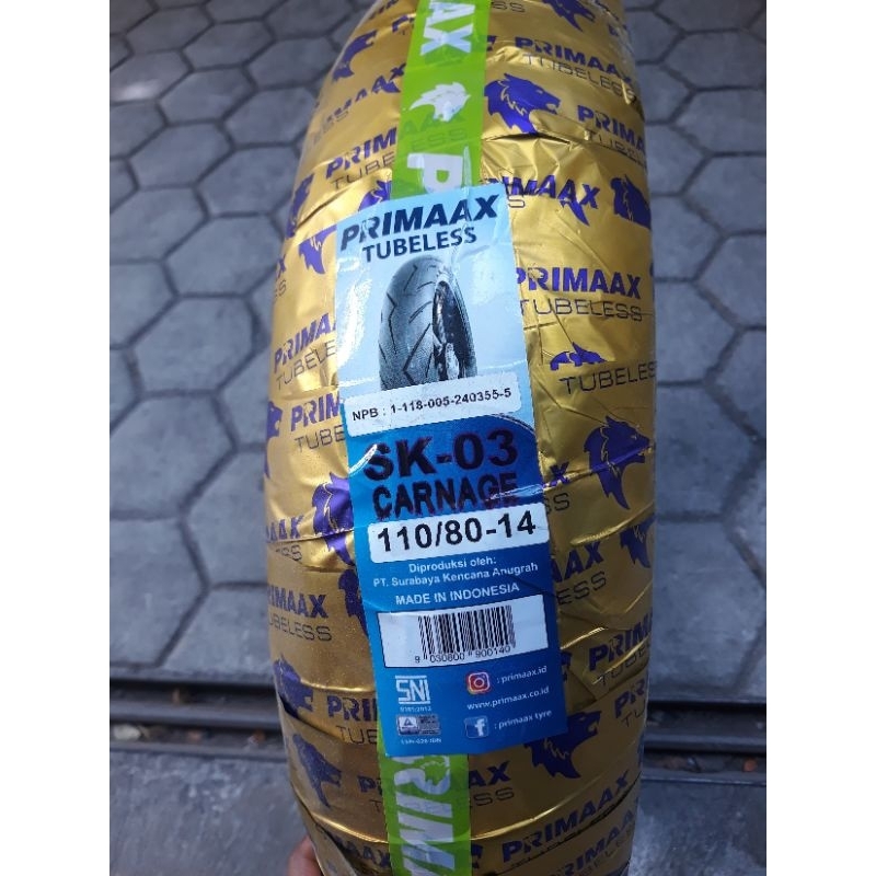 Ban luar sk03 110/80-14 primaax tubles primax TL pirelli sk 03