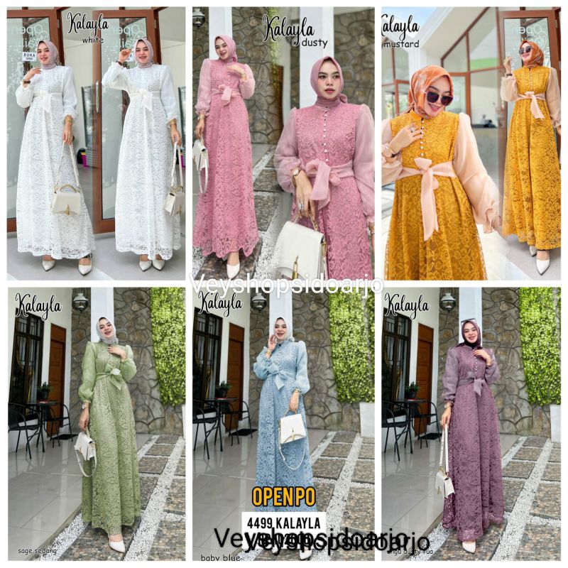 Maxi kalayla / gamis muslim brokat wanita