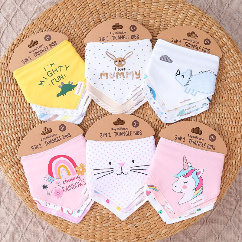 Littlezyan - Royale Bebe Slabber Segitiga 3in1 Bandana Bib / Celemek Makan Bayi / Celemek Tatak Iler