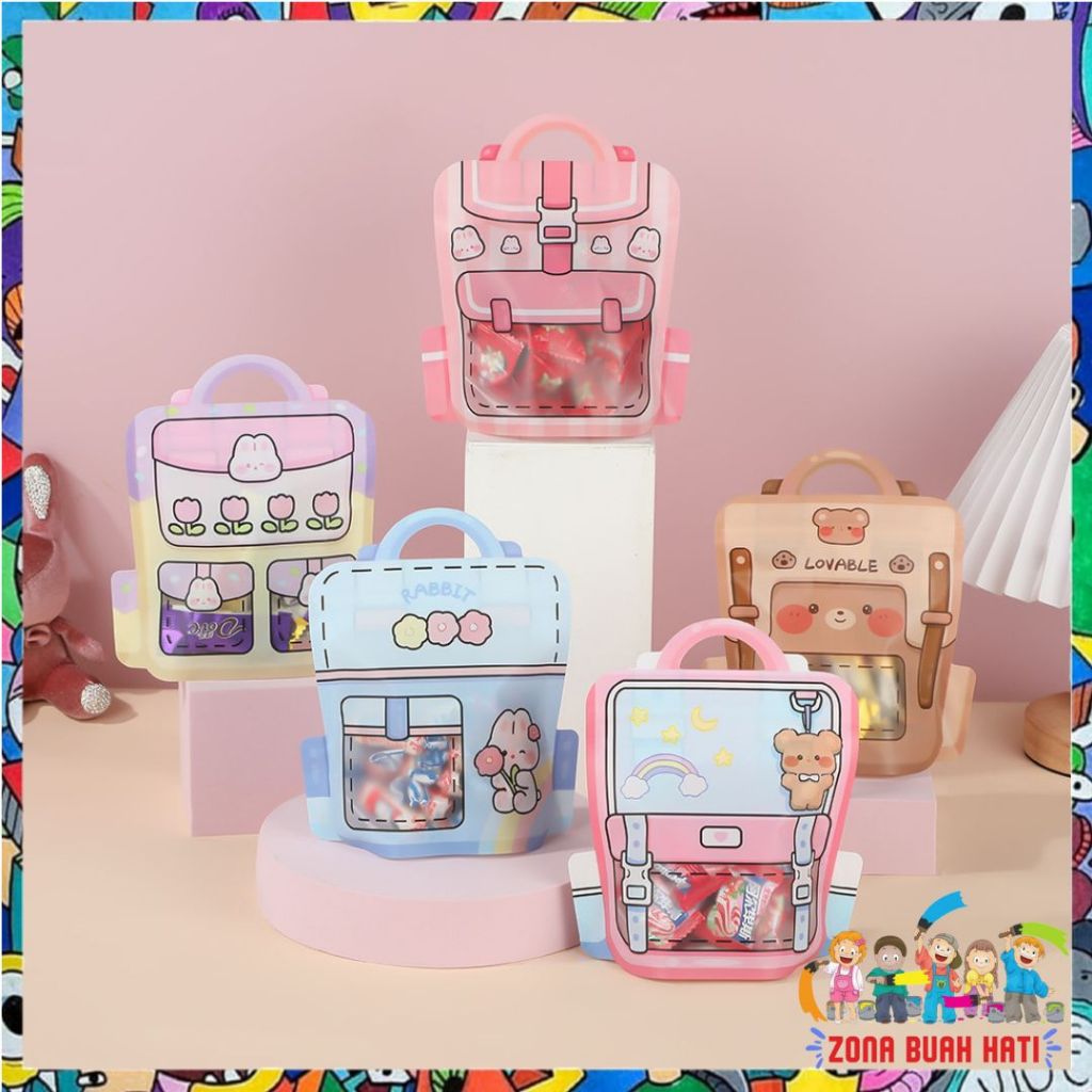 

ZBH Goodie Bag Plastik Standing Pouch 2D Ulang Tahun Anak Motif Kartun Plastik Bingkisan Makanan Tas Hampers Snack Ulang Tahun Anak Bungkusan Plastik Cookies Lucu Pesta Perayaan Kantong Plastik Ziplock Tas Sekolah