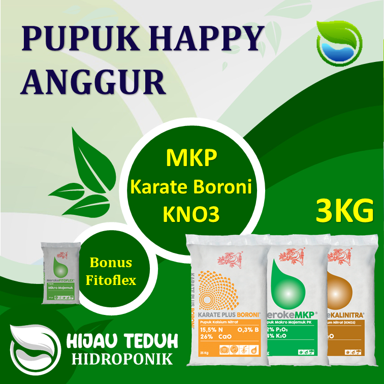 PAKET PUPUK HEPI ANGGUR:  KARATE BORONI+MKP+KNO3 (BONUS FITOFLEX)