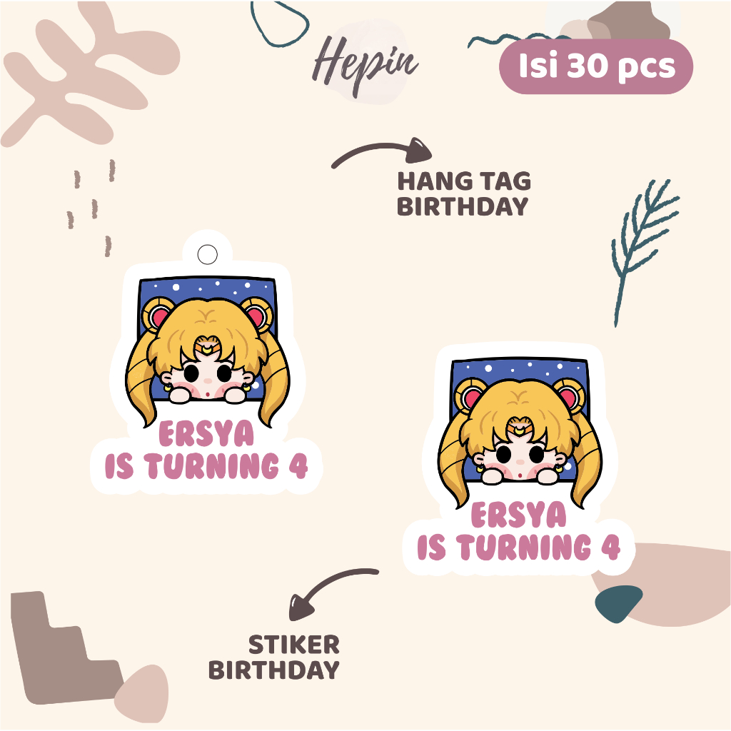 

(30pcs) cetak Hang tag ulang tahun & stiker ulang tahun edisi Window Anime SAILOR MOON /label tag ulang tahun murah/hang tag ulang tahun/tag souvenir ulang tahun/stiker nama ualang tahun/diecut stiker&t ag