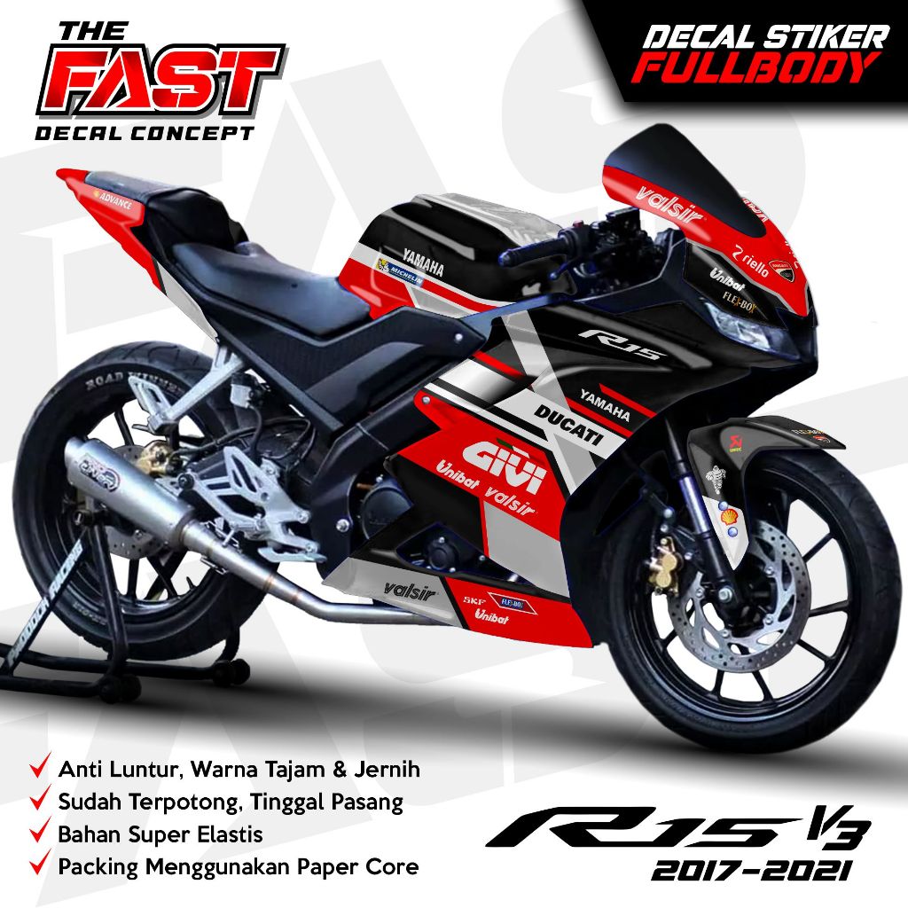 Decal R15 V3 Fullbody - Bisa Cod Decal Stiker Yamaha R15 V3 Ducati Givi
