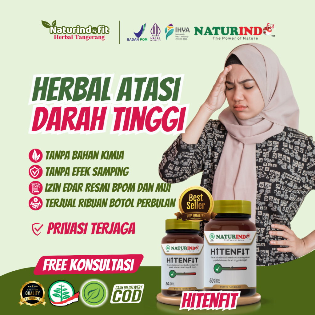 Obat Herbal darah tinggi Penurun darah tinggi Naturindo Hitenfit