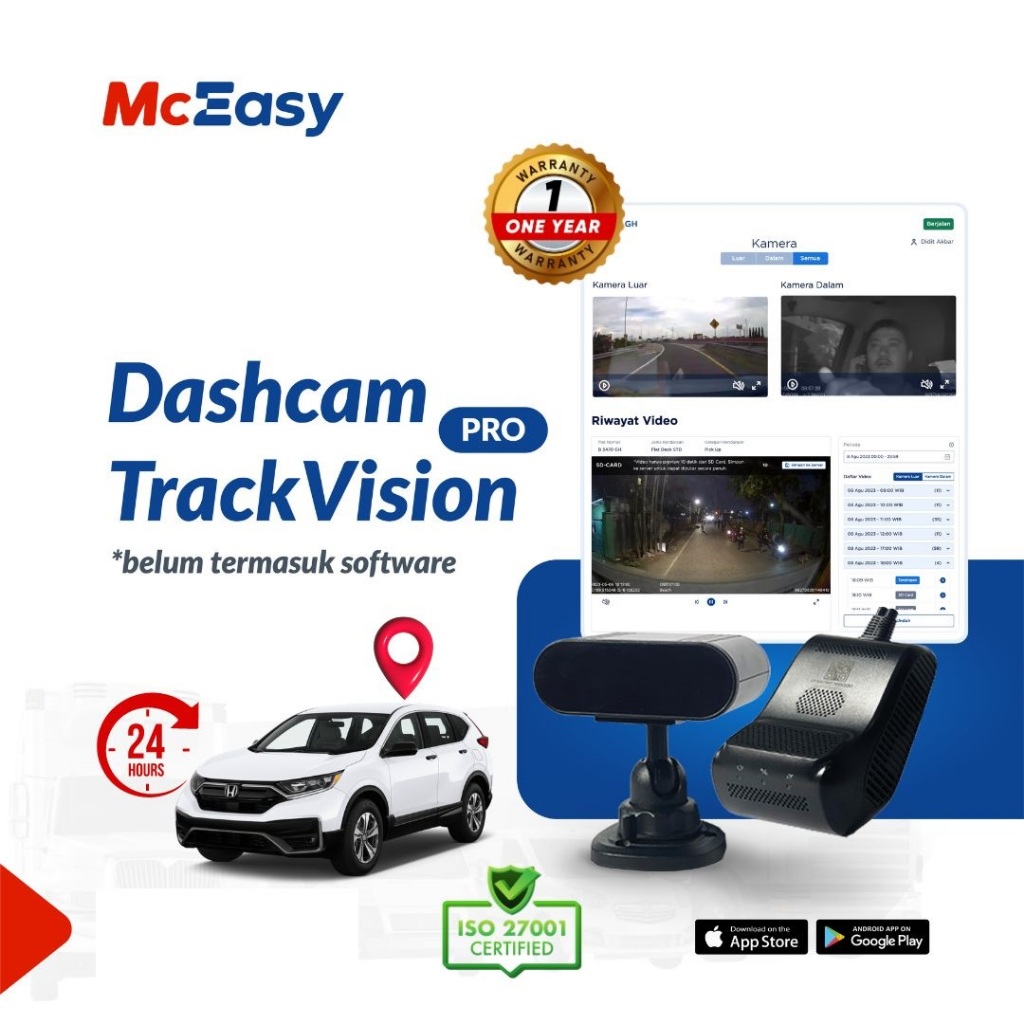 MCEASY Dashcam Pro (Dilengkapi Dua Kamera dengan AI deteksi DMS dan ADAS) - HARDWARE ONLY TIDAK TERM
