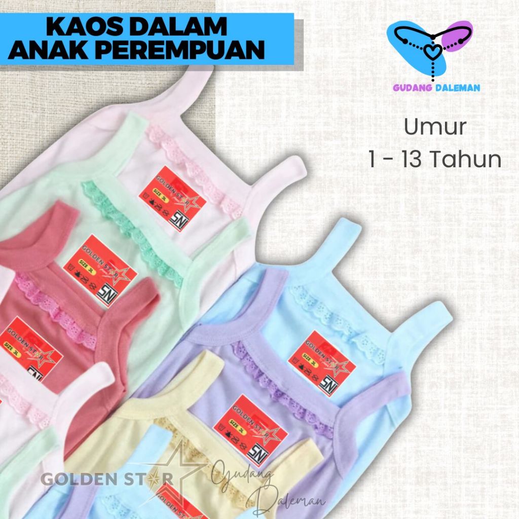 Kaos Dalam Anak Singlet / Kaos Kutang Anak Perempuan / Singlet Anak Putih Mix Warna Renda