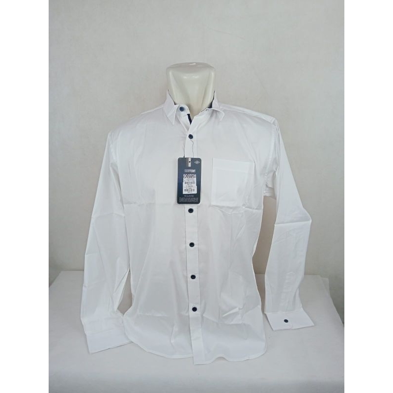 KEMEJA PUTIH PRIA DEWASA LENGAN PANJANG -Scotch  & co-MODEREN  FIT