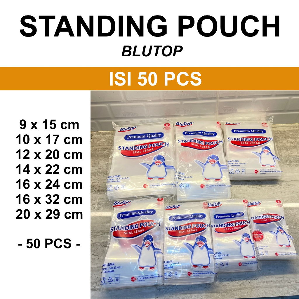 aiGooTan - (ISI 50) STANDING POUCH BLUTOP - Plastik STP Ziplock Zip Lock Seal Berdiri Zipper Medan
