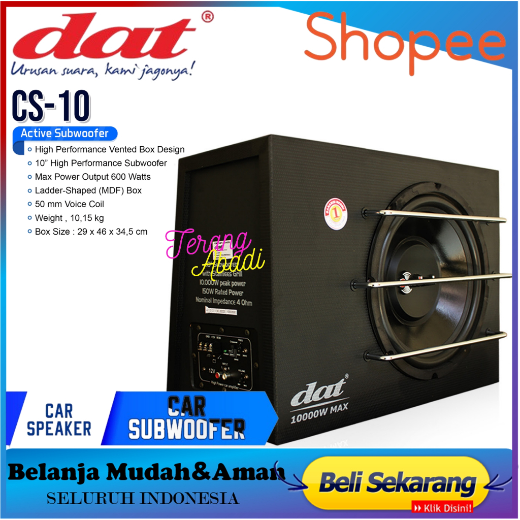 Speaker mobil Subwoofer Mobil DAT CS10+PEKING KAYU 10 inch Full Woofer/Basstube