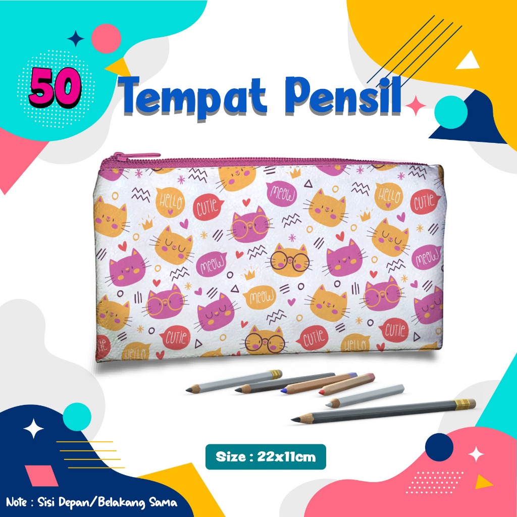 

Pencil Case motif kucing 050 Animal Cute Tempat Pensil Kostak Kotak wadah Pouch dompet