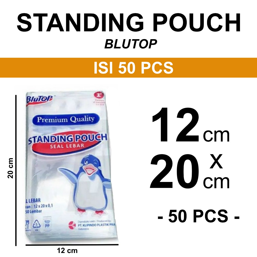 aiGooTan - (ISI 50) STANDING POUCH 12x20 CM BLUTOP - Plastik STP Ziplock Zip Berdiri Zipper Medan