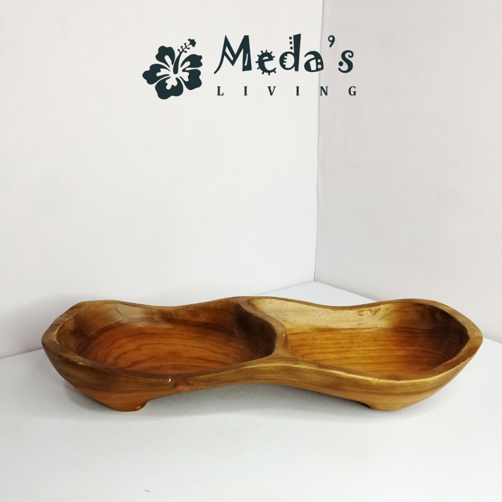 PIRING KAYU JATI - PIRING KAYU MOTIF KACANG