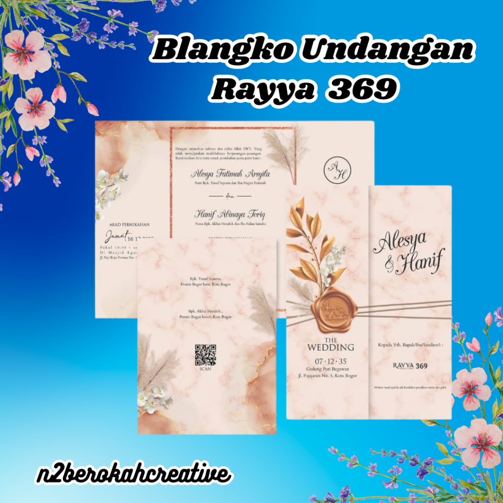 Cetak Undangan Pernikahan Terbaru Kode Rayya 369 Dengan Bahan BC Best Seller Harga Murah