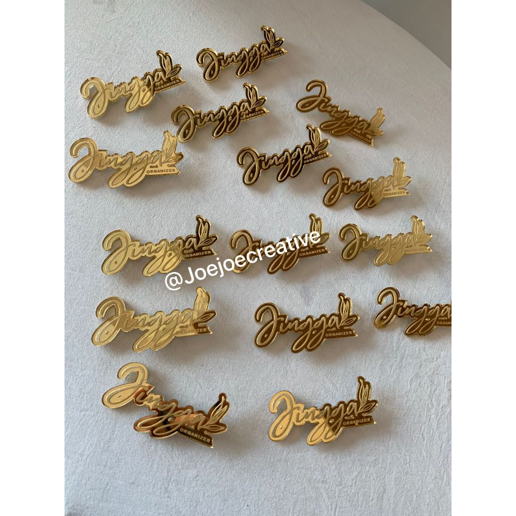 

nametag akrilik gold mirror bebas request | Papan Nama Dada Akrilik |