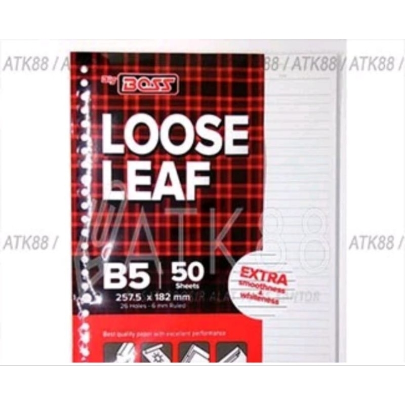 

loose leaf big boss a5 20 holes,B5 holes ,garis isi 100 lembar