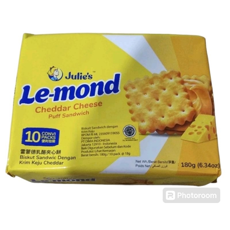 

julie's biscuit boskuit julies le-mond cheddar cheese puff sandwich 180gr 10packs inside th