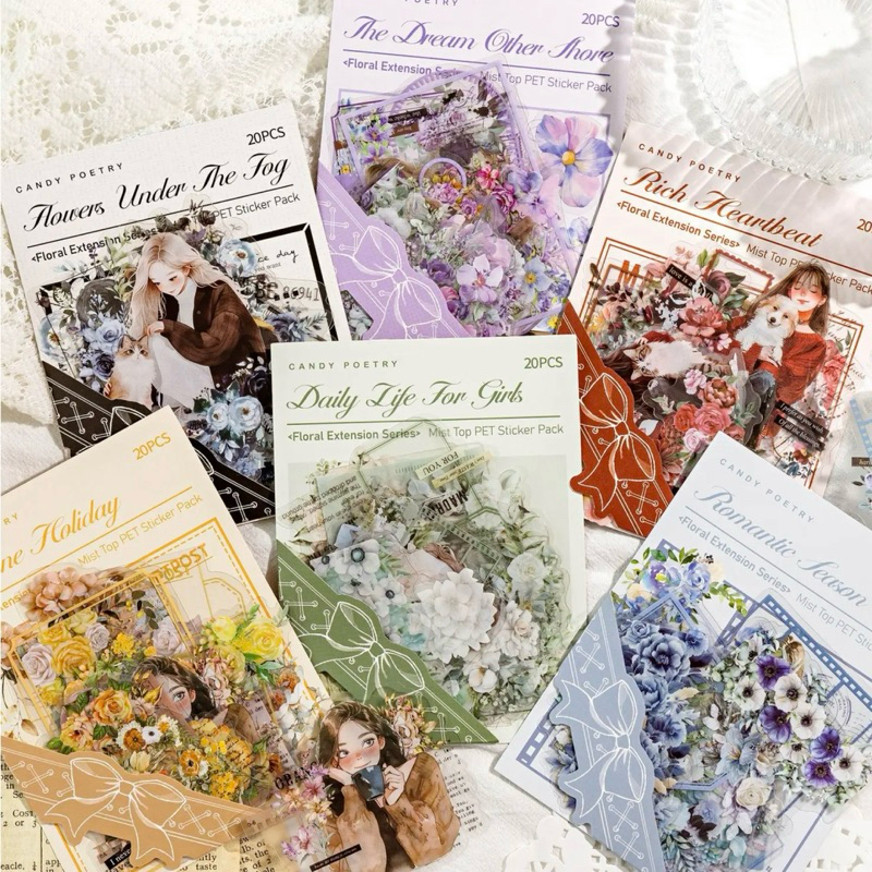 

New Sticker Pack Aesthetic Floral Girl Series Sticker Journal Scrapbook DIY Stiker Jurnal Kit