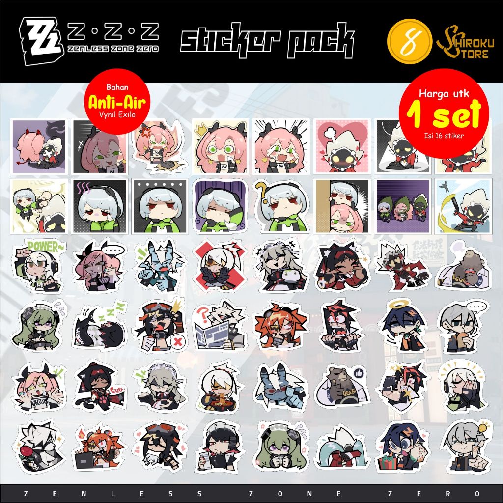 

Zenless Zone Zero Premium Sticker Pack / Paket Set Stiker Game Anime Hoyoverse ZZZ Anby Demara Ellen