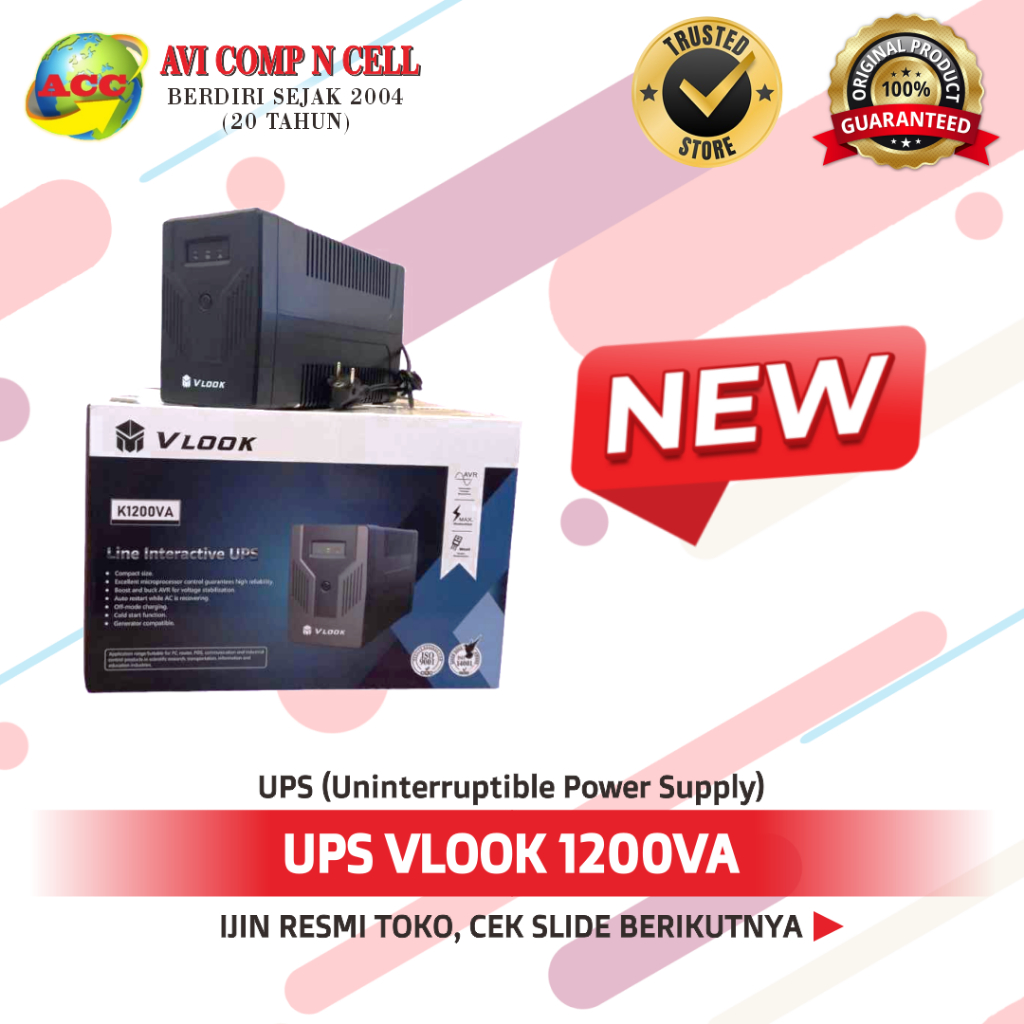 UPS VLOOK 1200VA (Uninterruptible Power Supply) Pelindung PC dari mati mendadak