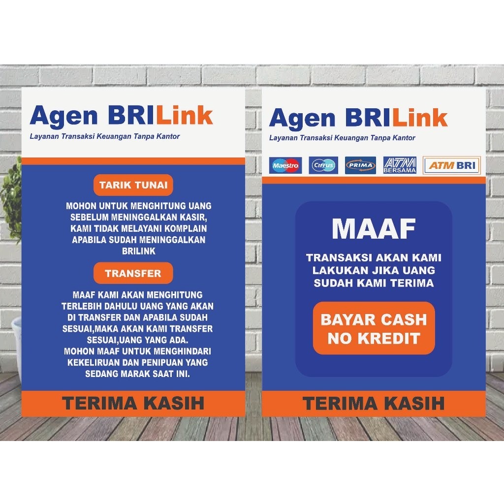 

STIKER VINYL BRILINK PENGUMUMAN UKURAN 20X30CM