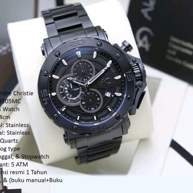 JAM ALEXANDER CHRISTIE PRIA BRANDED AC 9205 ALEXANDRE CRISTY ORIGINAL RANTAI HITAM CRISTIE TERBARU