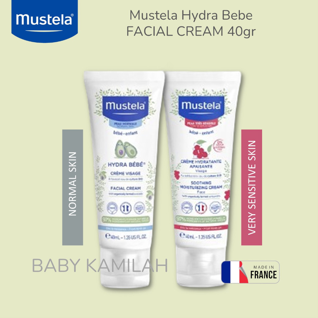 Mustela Hydra Bebe Face Cream 40ml - Mustela Moisturizing Face Cream - Perlindungan Kulit Sensitif