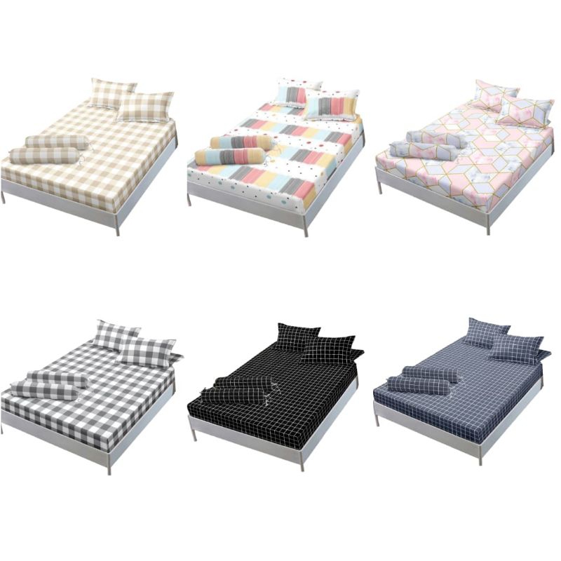 (Sprei 1 Set) 90x200x15 / 120x200x15 / 140x200x20 / 160x200x20 / 180x200x20 Lengkap Sarung Bantal Gu