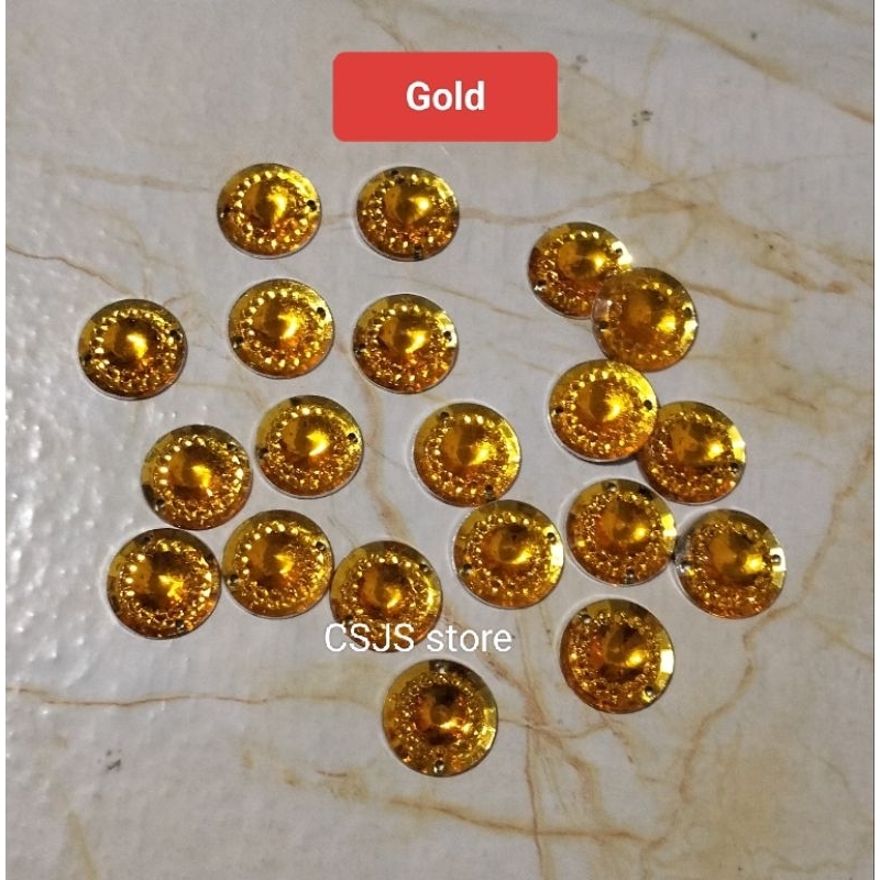 20 pcs payet jahit kristal 16mm bulat