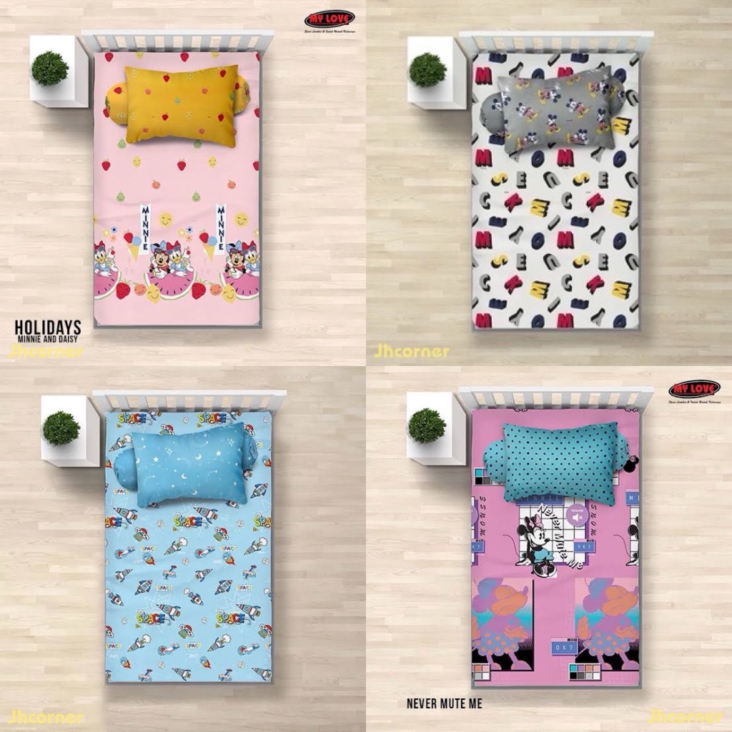 Sprei My Love Flat Fitted Ukuran 120x200cm / 100x200cm Tinggi Sprei 30cm Bahan Katun Viscose Lembut 