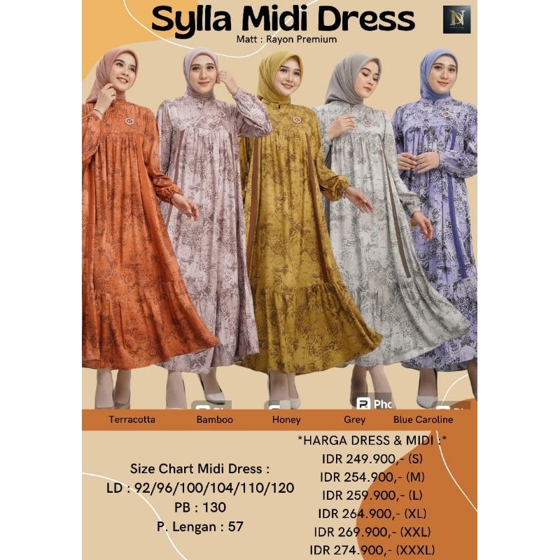 TERBARU√BISA COD√SYLLA MIDI √SILA√SILLA√SYLLAA√SIELA√NADHEERA LUXURY√DRESS√GAMIS MOTIF√BAJU MUSLIM√M