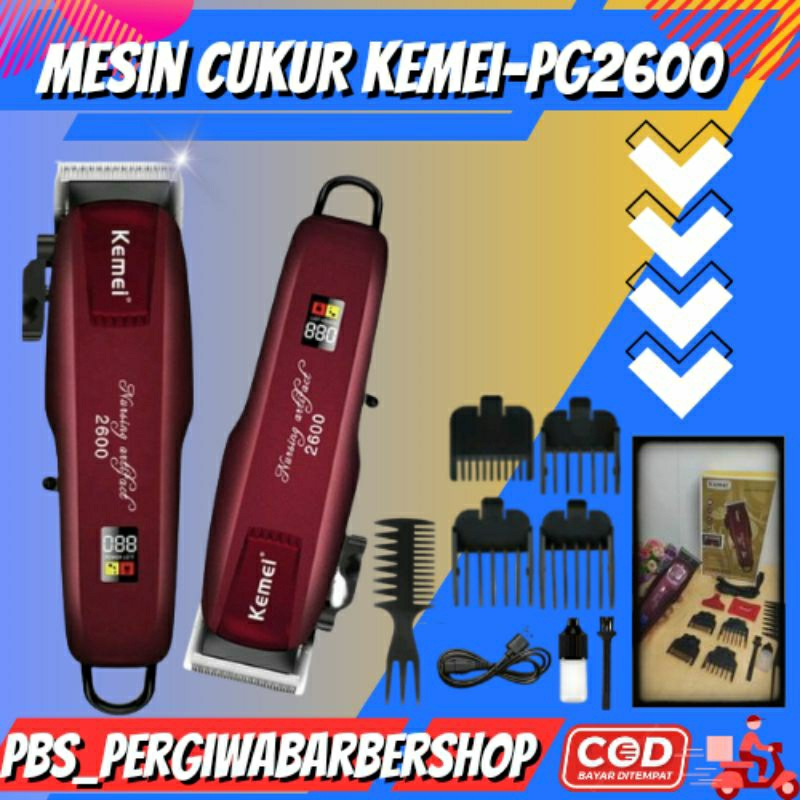 Mesin Alat Cukur Rambut KEMEI PG-2600 Janggot Kumis /Hair Clipper 100% Original Tanpa Kabel Elektrik