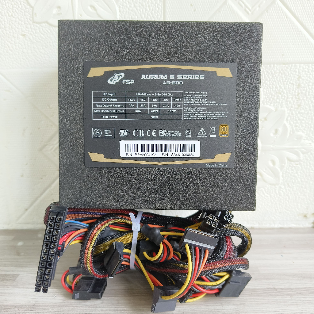 PSU GAMING FSP AURUM 500W 80+ GOLD POWER SUPPLY