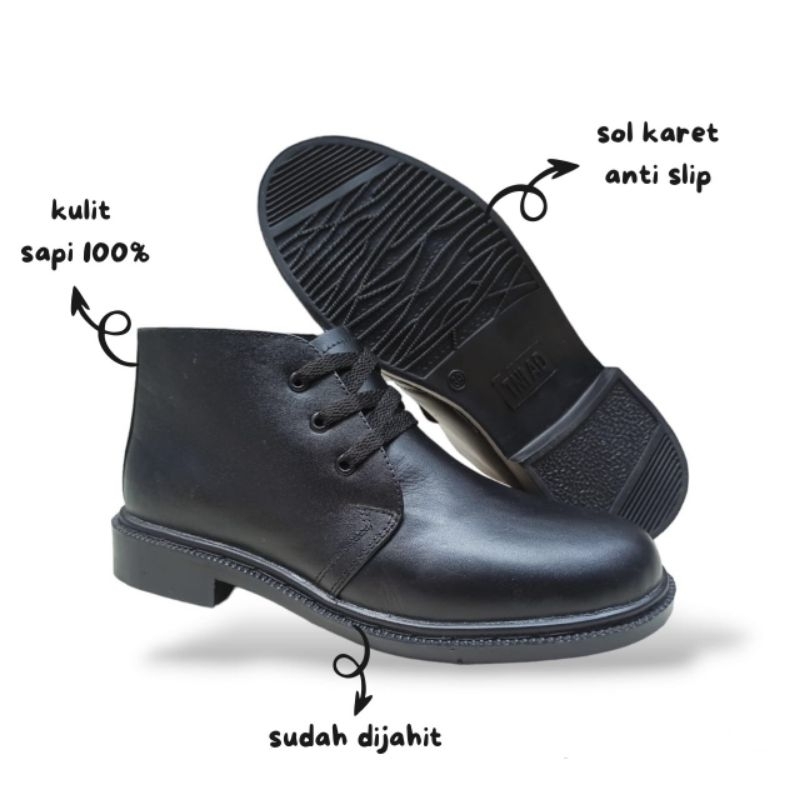 Sepatu PDH Kulit Sapi Asli 100%Sepatu PDH DINAS TNI POLISI POLRI SATPAM Sepatu PDH Tali