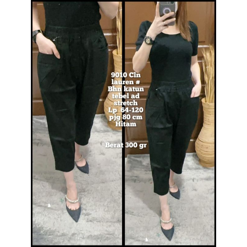 9010 Celana Pants Katun 7/8 Wanita Stretch/Celana Wanita 7/8 Lauren Katun