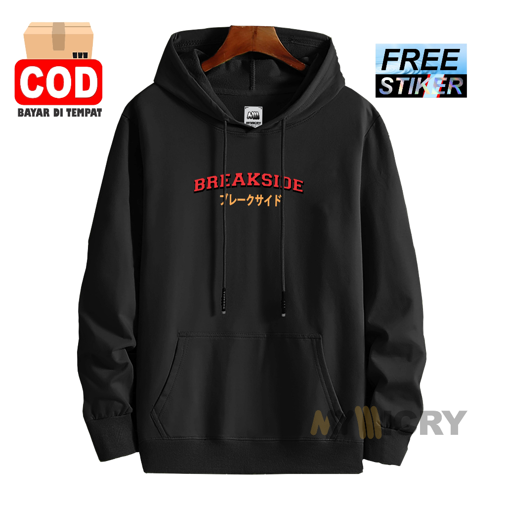 Sweater Hoodie Pria Breakside Premium Bahan Fleece Cotton Gramasi 280 Tebal Lembut Dan Halus Motif P