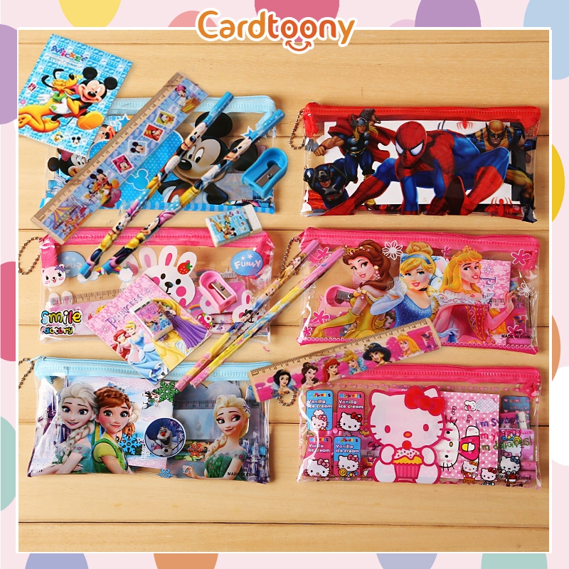 

Stationery set Karakter 7in1 / Pensil Rautan Tempat Pensil Buku Mini Penggaris