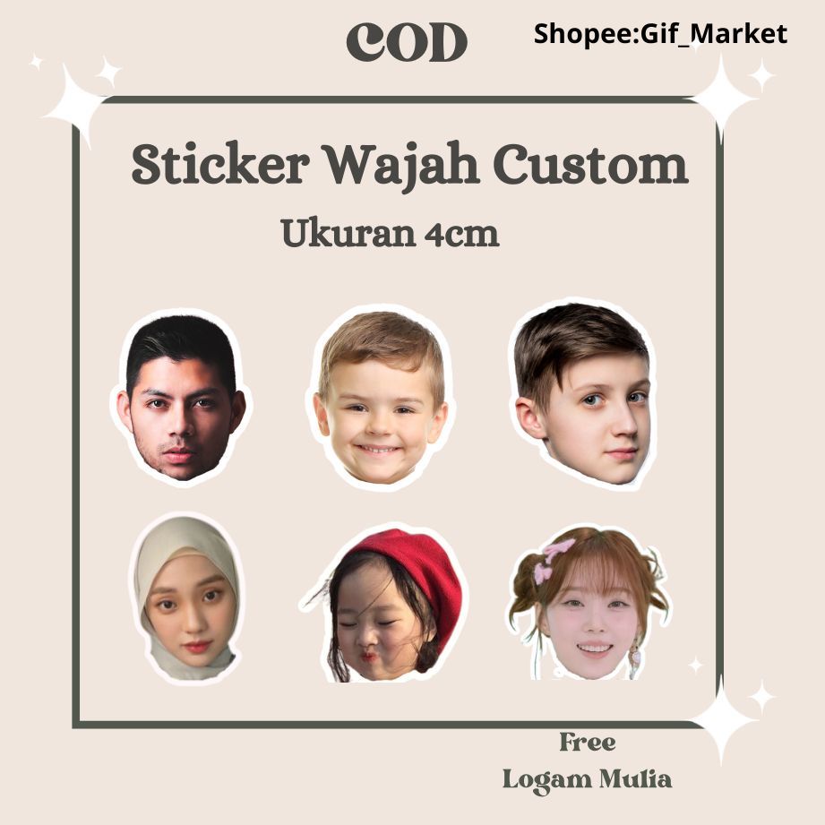 

Sticker Wajah | COD | Free Ongkir | Custom | Foto | Wajah | Tulisan |