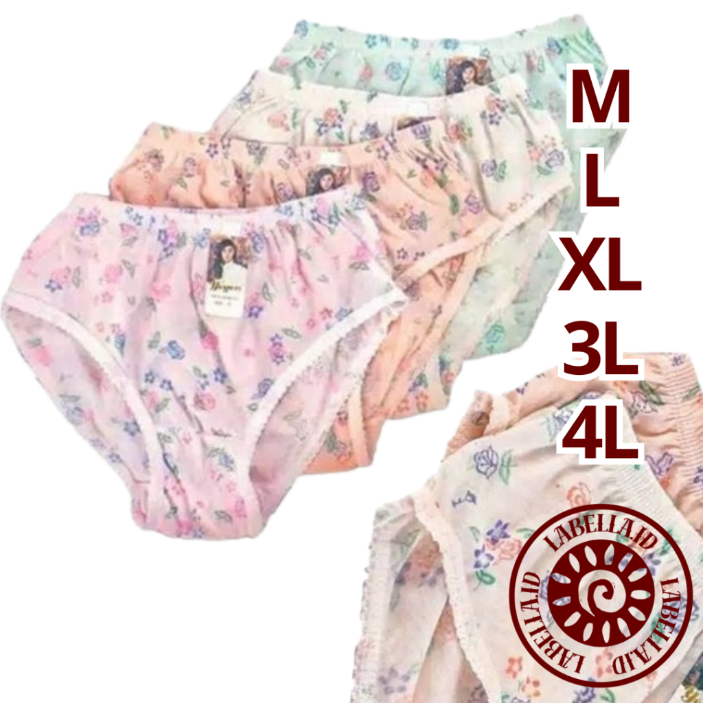 12 PCS CELANA DALAM WANITA DEWASA MOTIF BUNGA KATUN LEMBUT CD WANITA LUSINAN LAB96