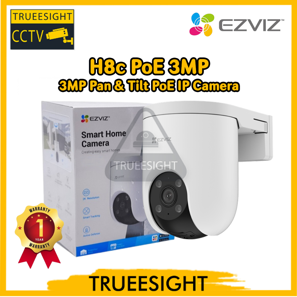 EZVIZ H8c PoE 3MP Pan & Tilt PoE IP Camera 2K