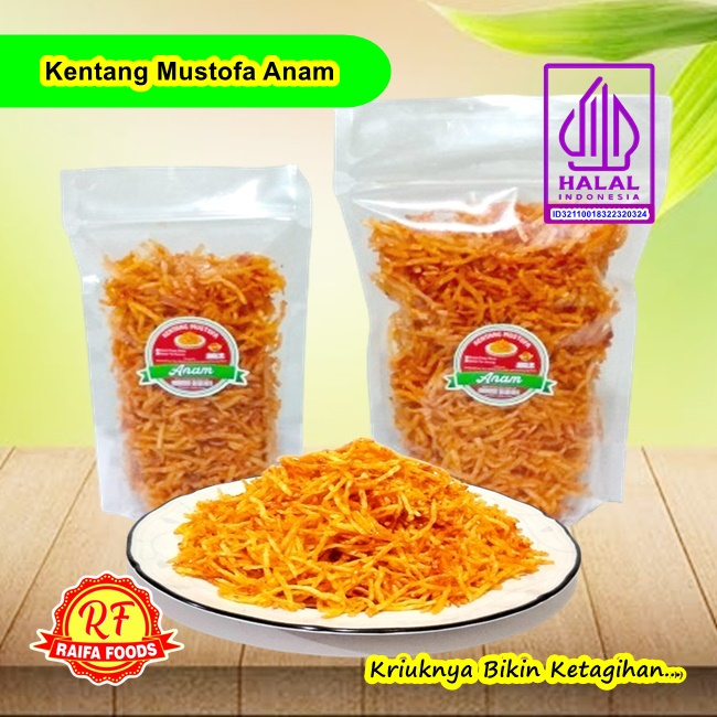 

Kering Kentang Mustofa Anam, Keripik Goreng Balado Pedas Manis Original Teri Kacang Cemilan Crispy